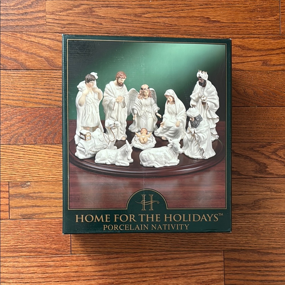 White Porcelain Holiday Decor Nativity Scene